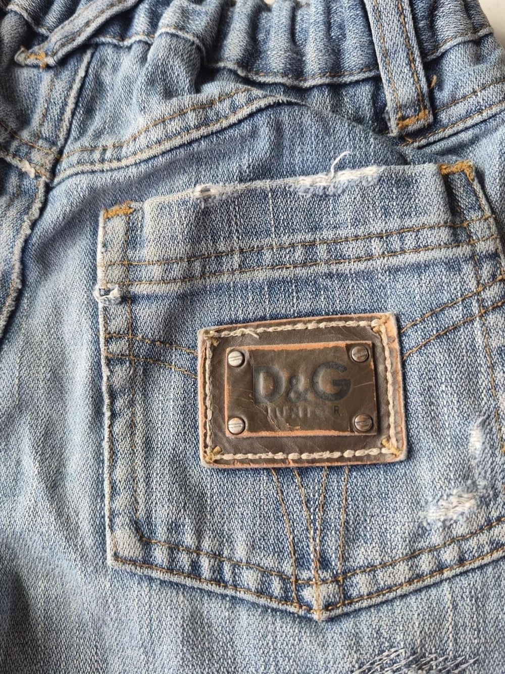 Dolce & Gabbana Light Blue Kids Denim Jeans with Leather Logo Patch